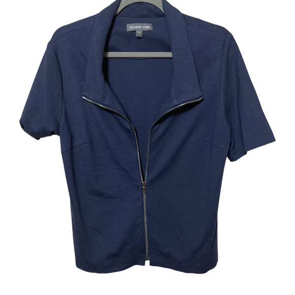 Buchanan Kang Zip Up Blouse Top Large Navy Blue - Picture 1 of 6
